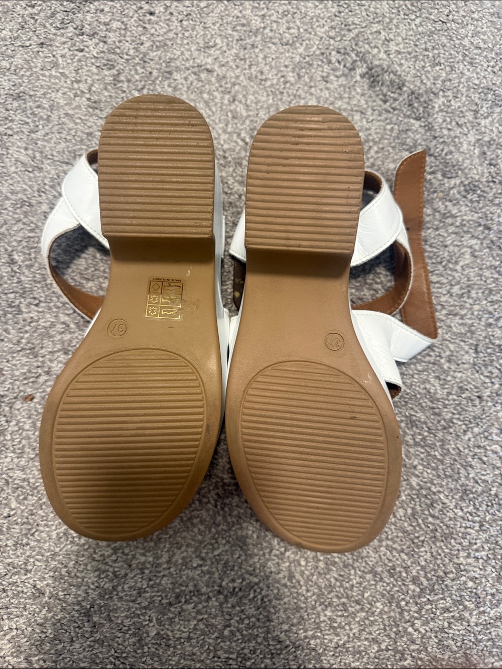 Bueno White and Brown Leather Slingback Sandals - Picture 5 of 6